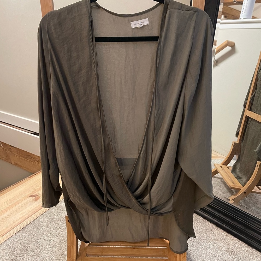 Urban Outfitters Olive Green Scoop Next Silk Top